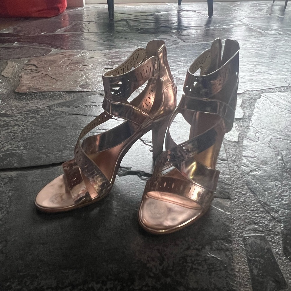 Sigerson Morrison Metallic Strappy Heels